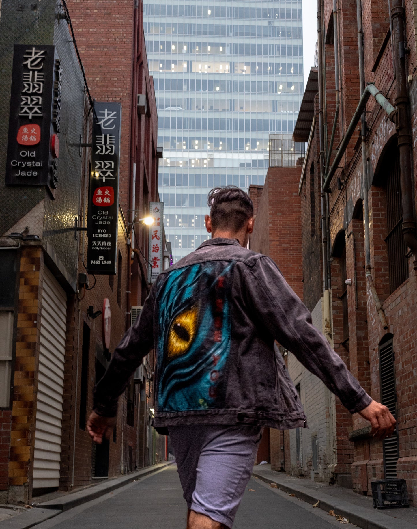 UNIQUE-Dragon Eye-Hand painted Denim Jacket